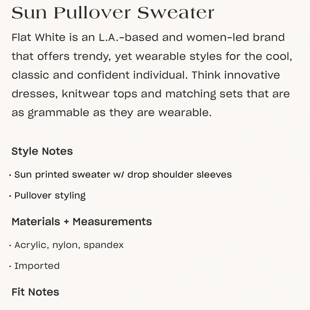 Sun Pullover Sweater (Flat White brand) - Picture 9 of 9